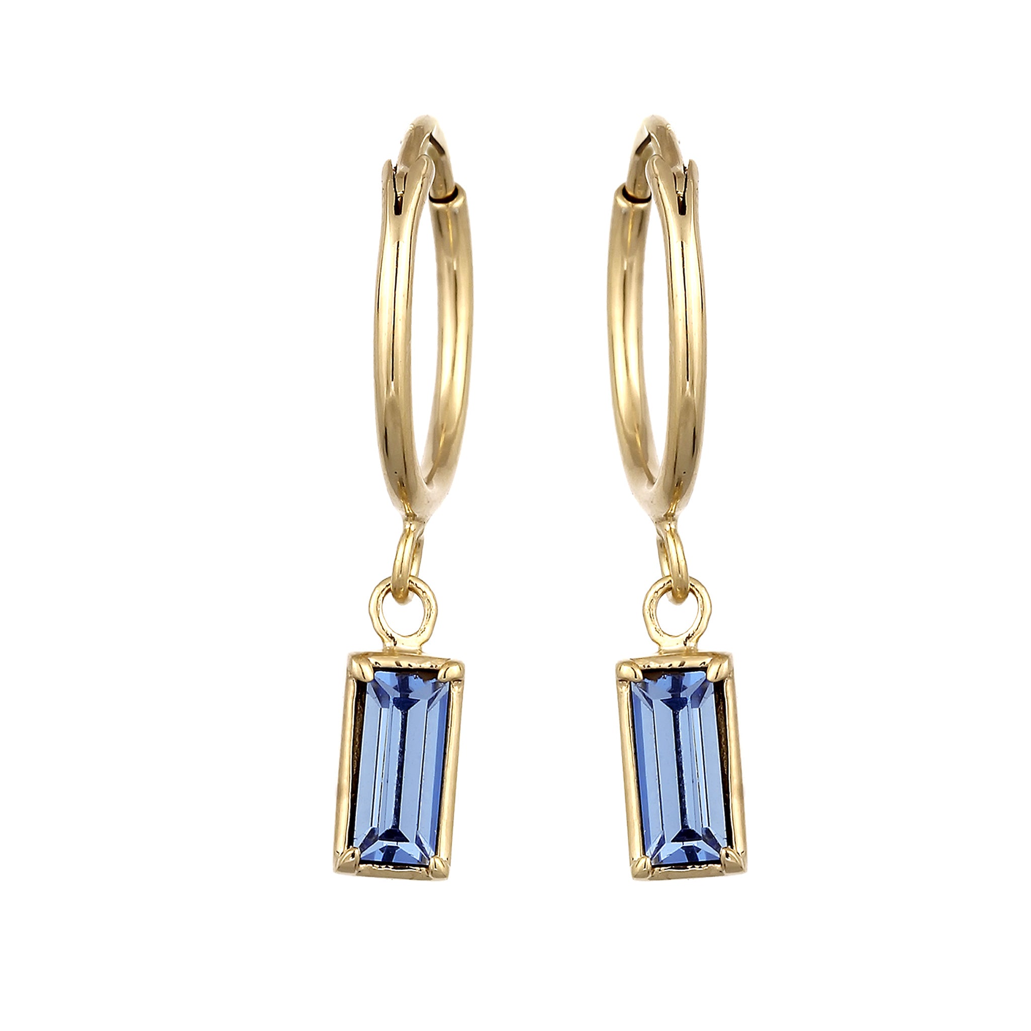 Gold Anting Perhiasan Perak 925 Wanita Creole Rectangle Blue Crystals Gold Plated