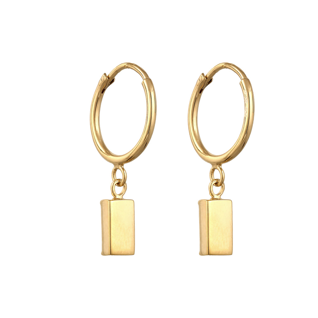 Gold Anting Perhiasan Perak 925 Wanita Creole Rectangle Blue Crystals Gold Plated