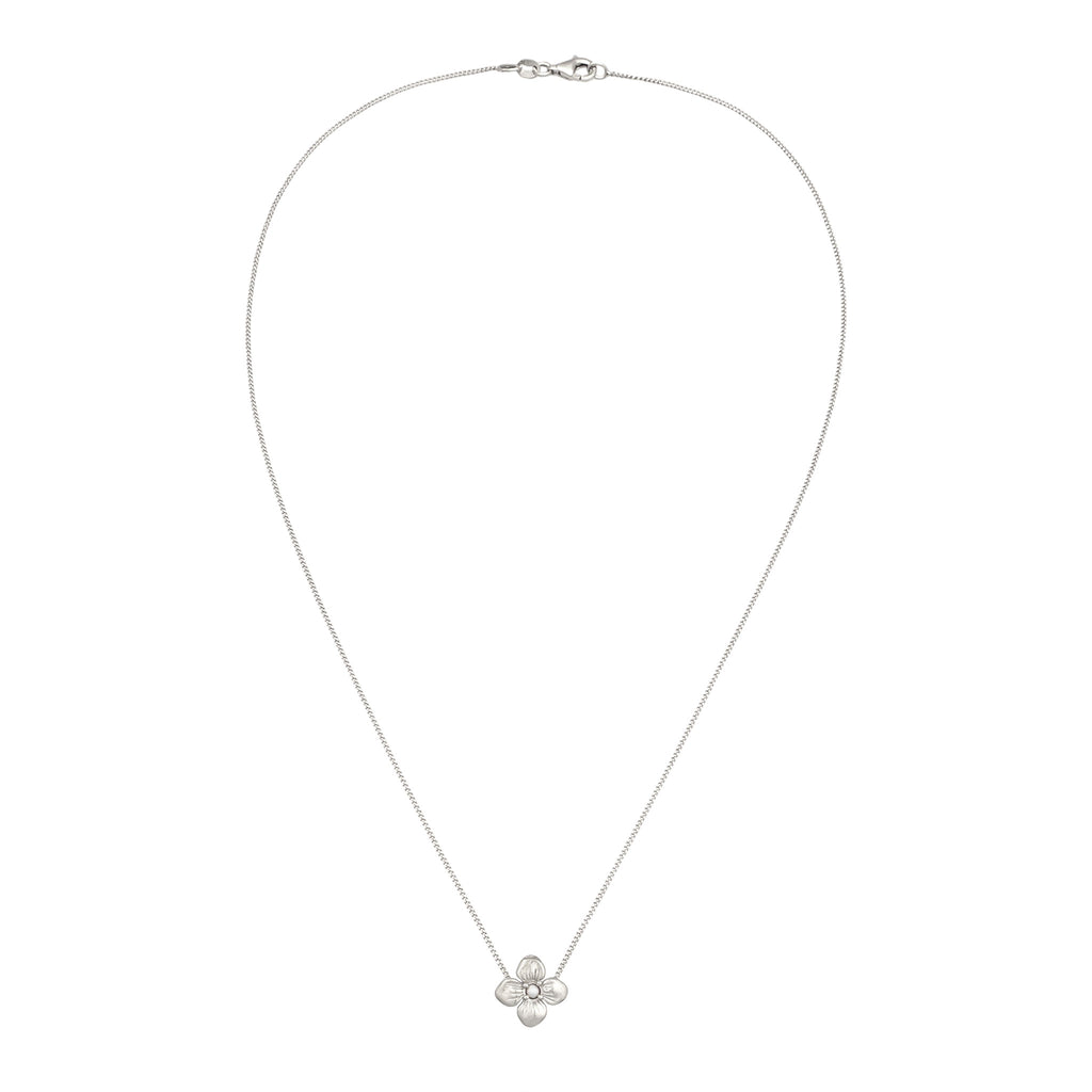 Silver Kalung Perhiasan Perak 925 Wanita Flower Synthetic Pearl Gold Plated