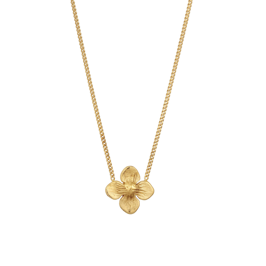 Gold Kalung Perhiasan Perak 925 Wanita Flower Synthetic Pearl Gold Plated