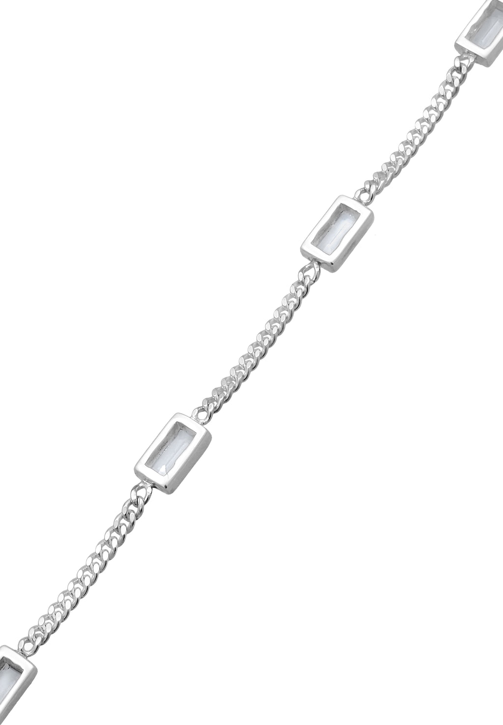 Silver Gelang Perhiasan Perak 925 Wanita Rectangle White Topaz