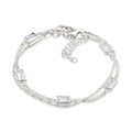 Silver Gelang Perhiasan Perak 925 Wanita Rectangle White Topaz