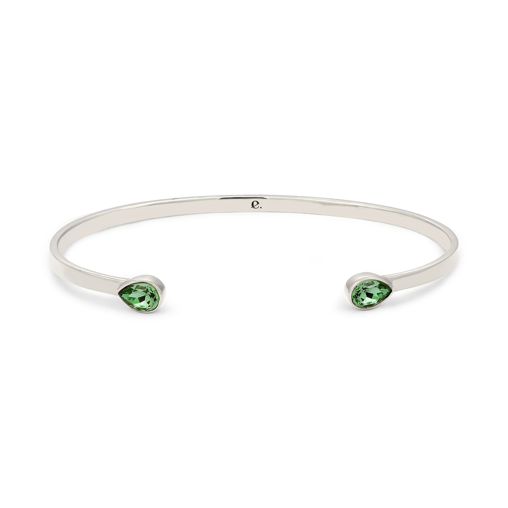 Silver Gelang Perhiasan Perak 925 Wanita Bangle Light Green Crystals