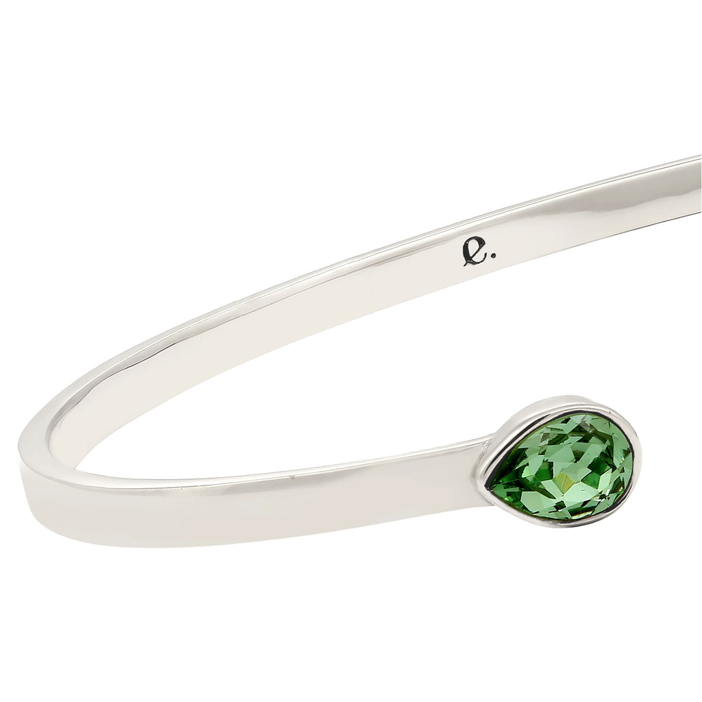 Silver Gelang Perhiasan Perak 925 Wanita Bangle Light Green Crystals