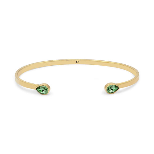 Gold Gelang Perhiasan Perak 925 Wanita Bangle Light Green Crystals Gold Plated