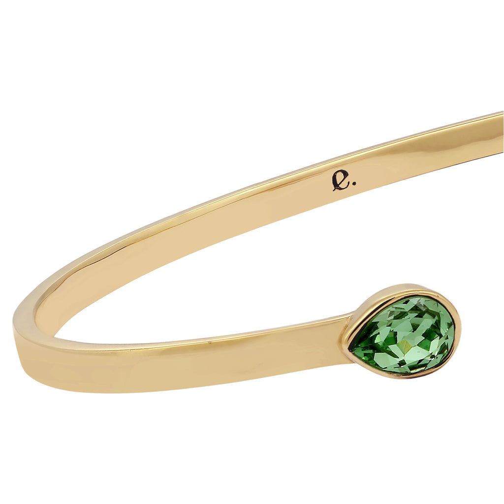 Gold Gelang Perhiasan Perak 925 Wanita Bangle Light Green Crystals Gold Plated