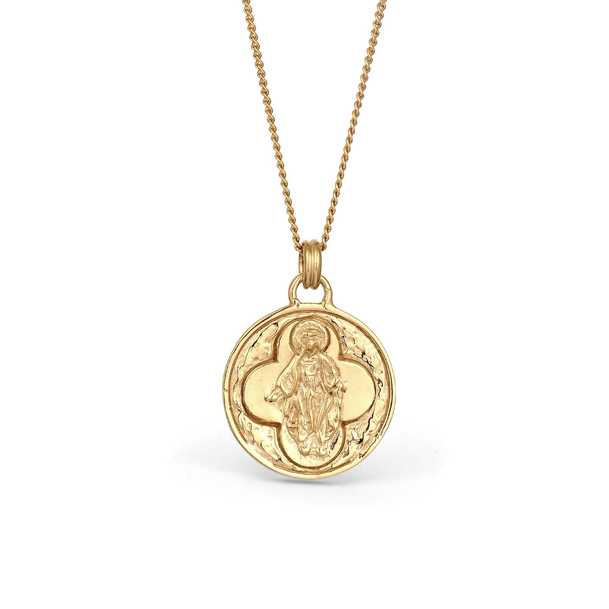 Gold Kalung Perhiasan Perak 925 Wanita Madonna Figure Pendant Gold Plated
