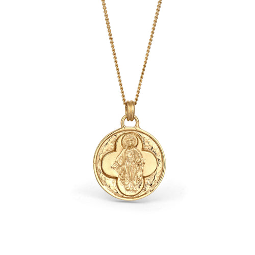 Gold Kalung Perhiasan Perak 925 Wanita Madonna Figure Pendant Gold Plated