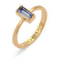 Gold Cincin Perhiasan Perak 925 Wanita Blue Baguette Crystals Gold Plated