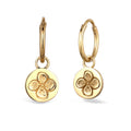 Gold Anting Perhiasan Perak 925 Wanita Hoop Flower Design Gold Plated