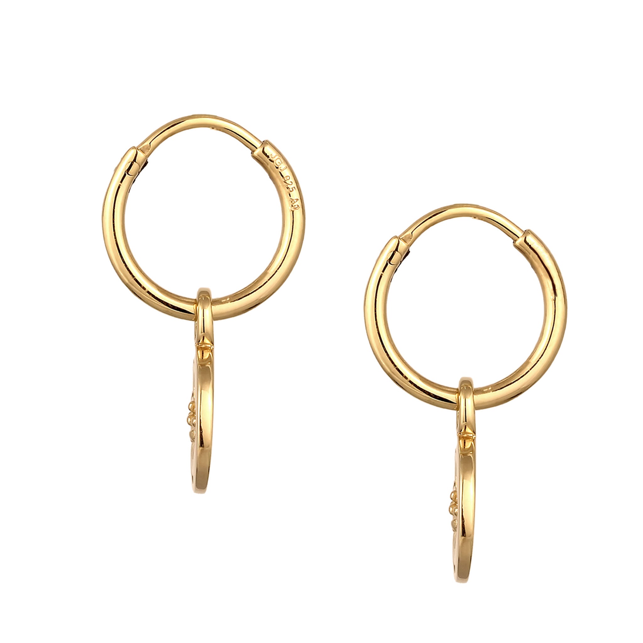 Gold Anting Perhiasan Perak 925 Wanita Hoop Flower Design Gold Plated