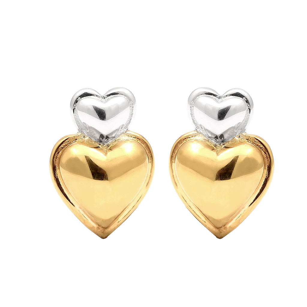 Bicolor Anting Perhiasan Perak 925 Wanita Stud Heart Design Bicolor