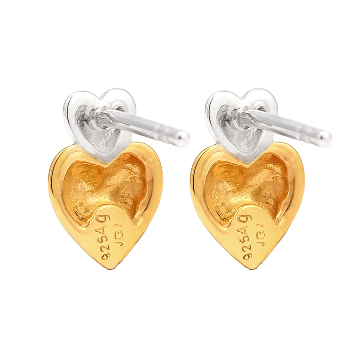 Bicolor Anting Perhiasan Perak 925 Wanita Stud Heart Design Bicolor