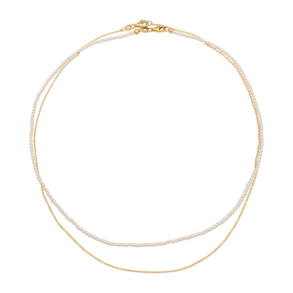 Gold Kalung Perhiasan Perak 925 Wanita White Shell Pearl Gold Plated