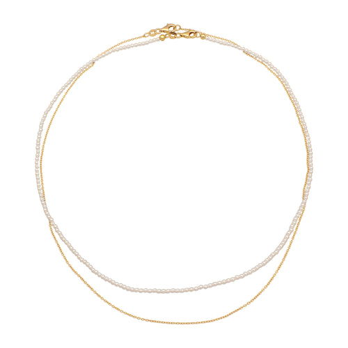 Gold Kalung Perhiasan Perak 925 Wanita White Shell Pearl Gold Plated