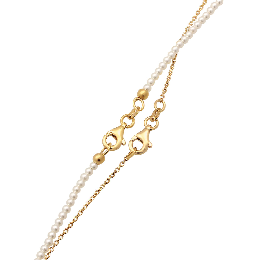 Gold Kalung Perhiasan Perak 925 Wanita White Shell Pearl Gold Plated
