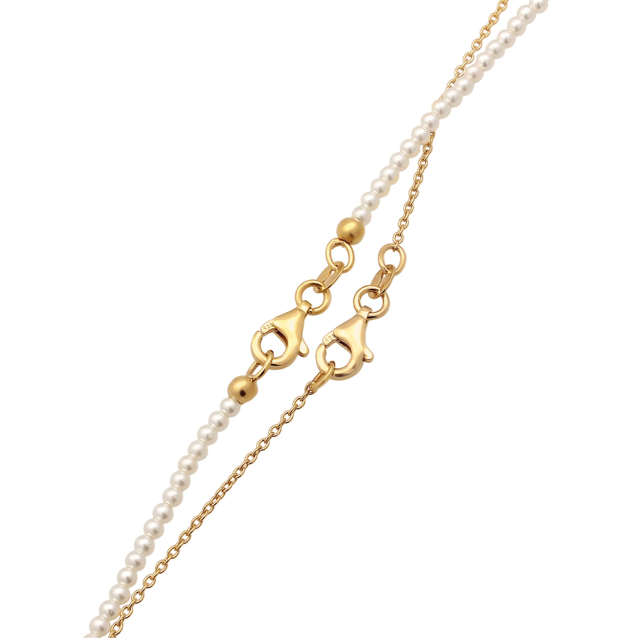 Gold Kalung Perhiasan Perak 925 Wanita White Shell Pearl Gold Plated