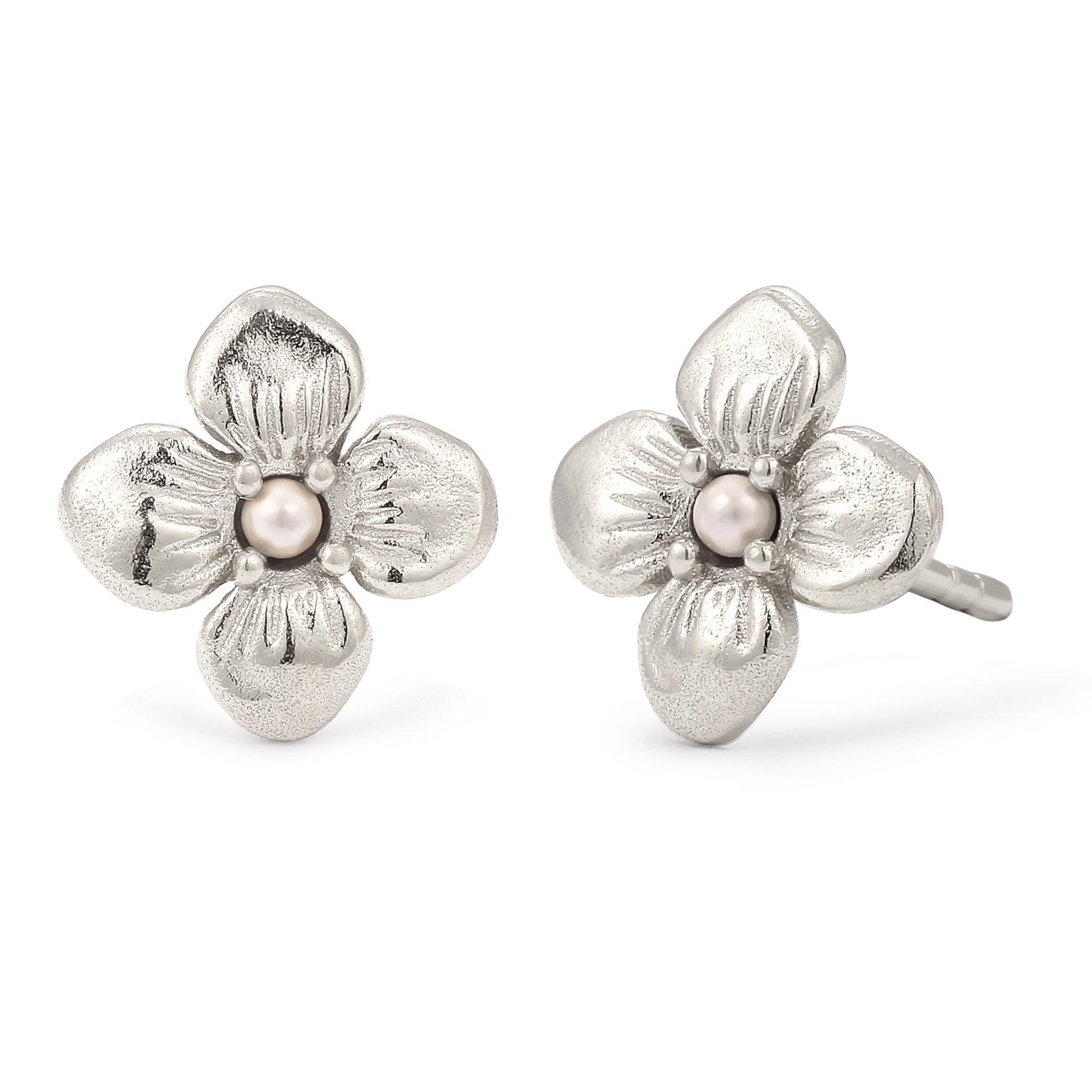 Silver Anting Perhiasan Perak 925 Wanita Flower Synthetic Pearl