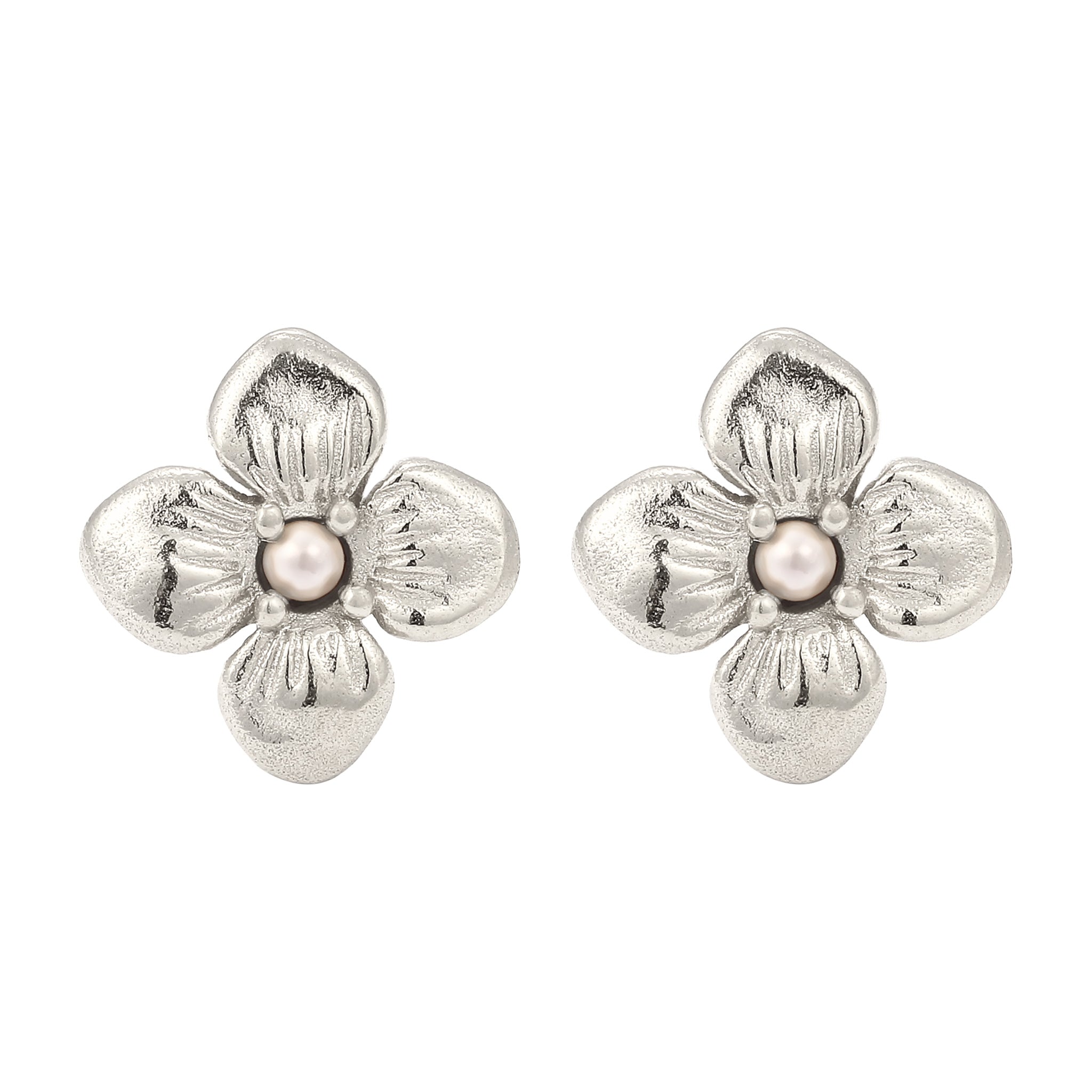 Silver Anting Perhiasan Perak 925 Wanita Flower Synthetic Pearl