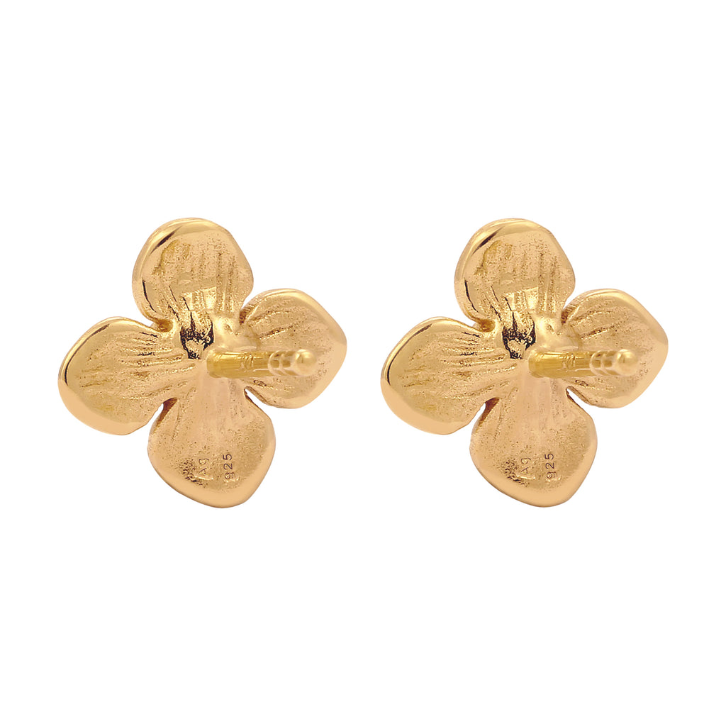 Gold Anting Perhiasan Perak 925 Wanita Flower Synthetic Pearl Gold Plated