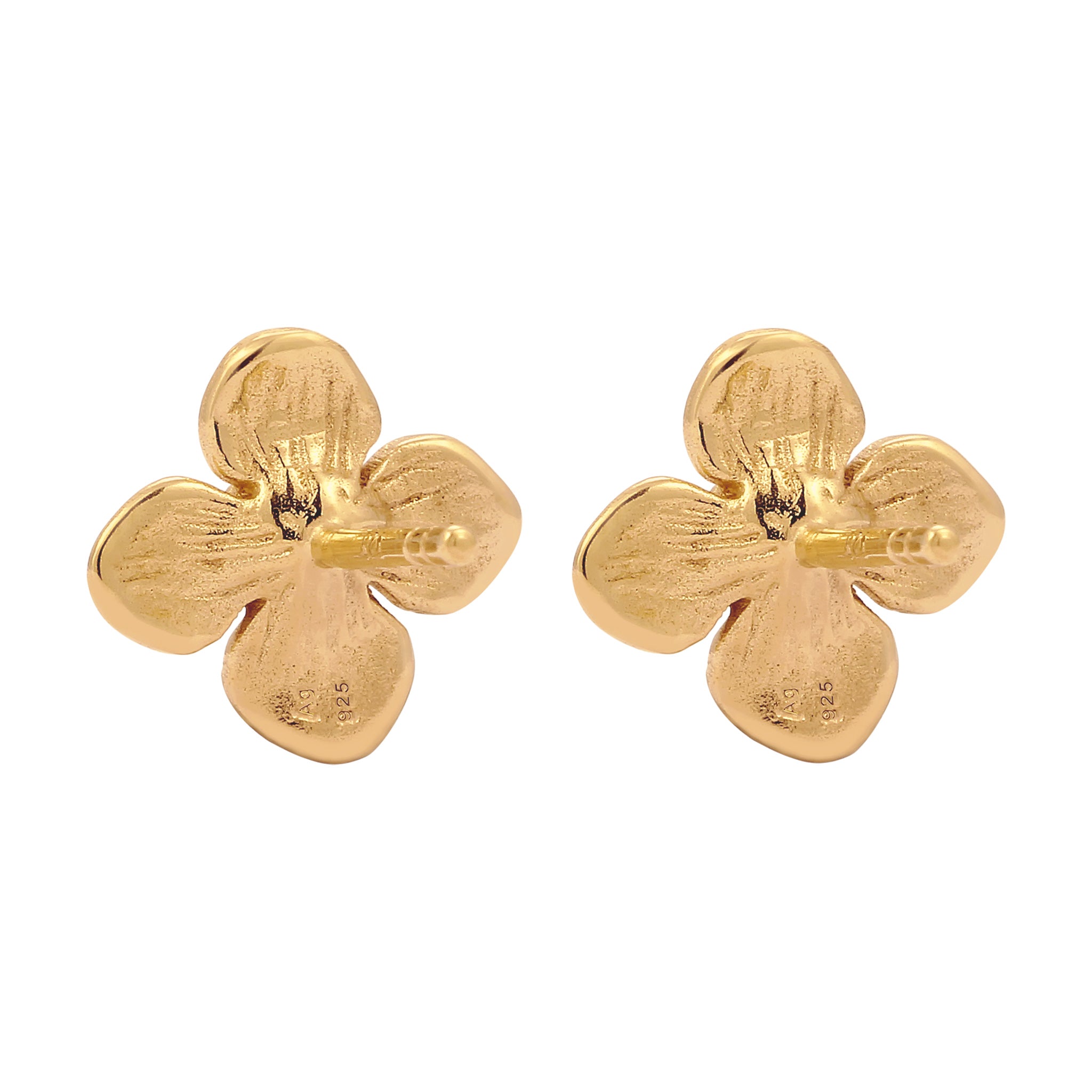 Gold Anting Perhiasan Perak 925 Wanita Flower Synthetic Pearl Gold Plated