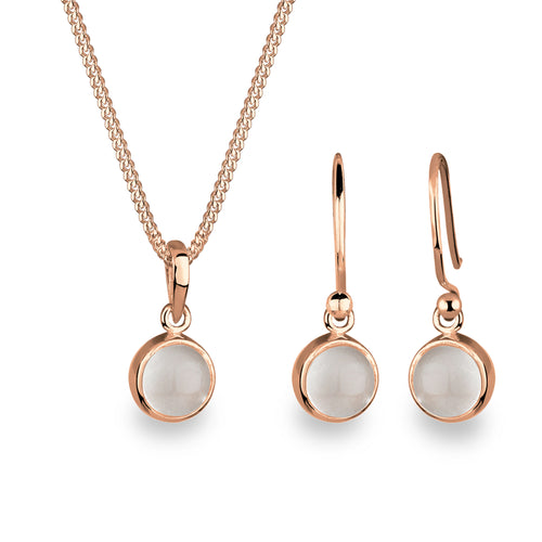 Rosegold Set Perhiasan Perak 925 Wanita Moonstone Rosegold
