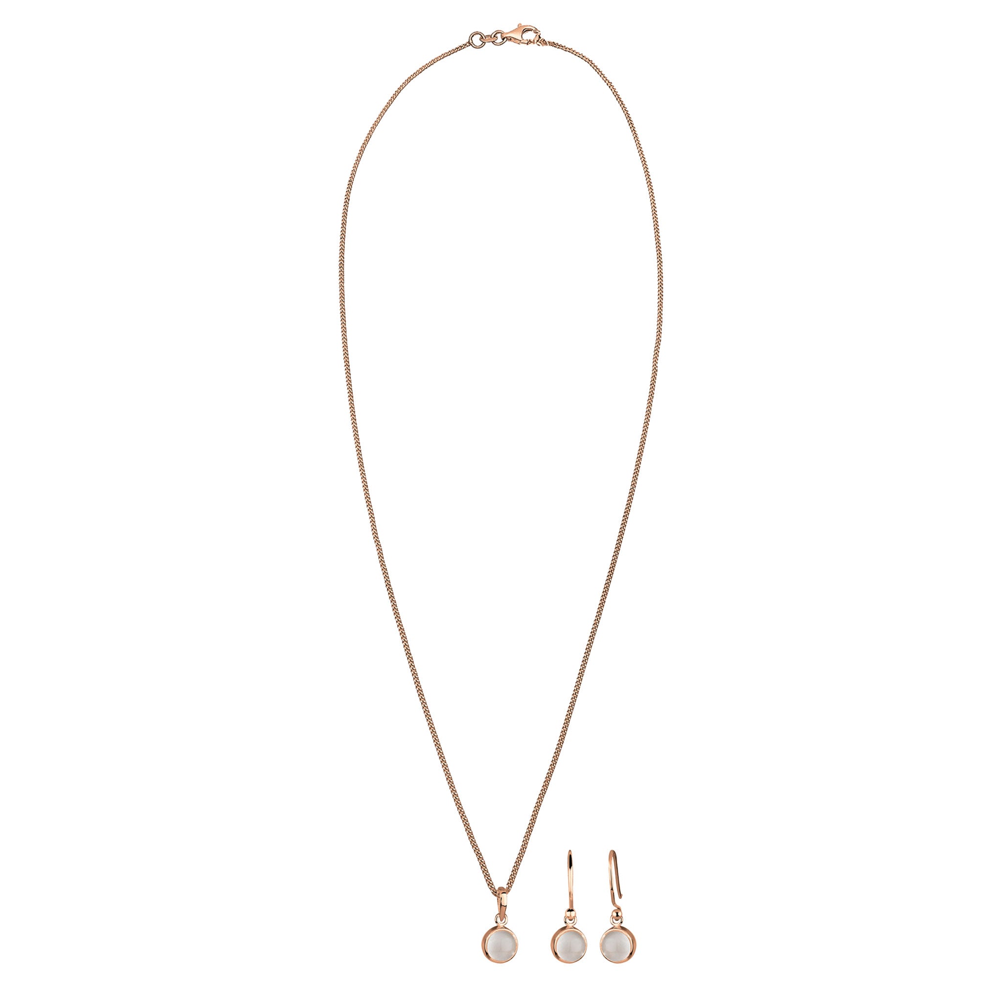 Rosegold Set Perhiasan Perak 925 Wanita Moonstone Rosegold
