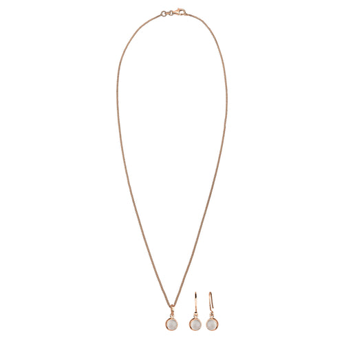 Rosegold Set Perhiasan Perak 925 Wanita Moonstone Rosegold