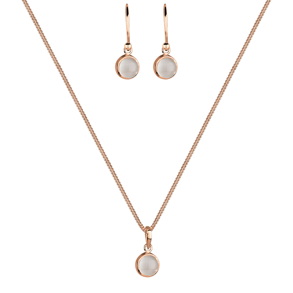 Rosegold Set Perhiasan Perak 925 Wanita Moonstone Rosegold