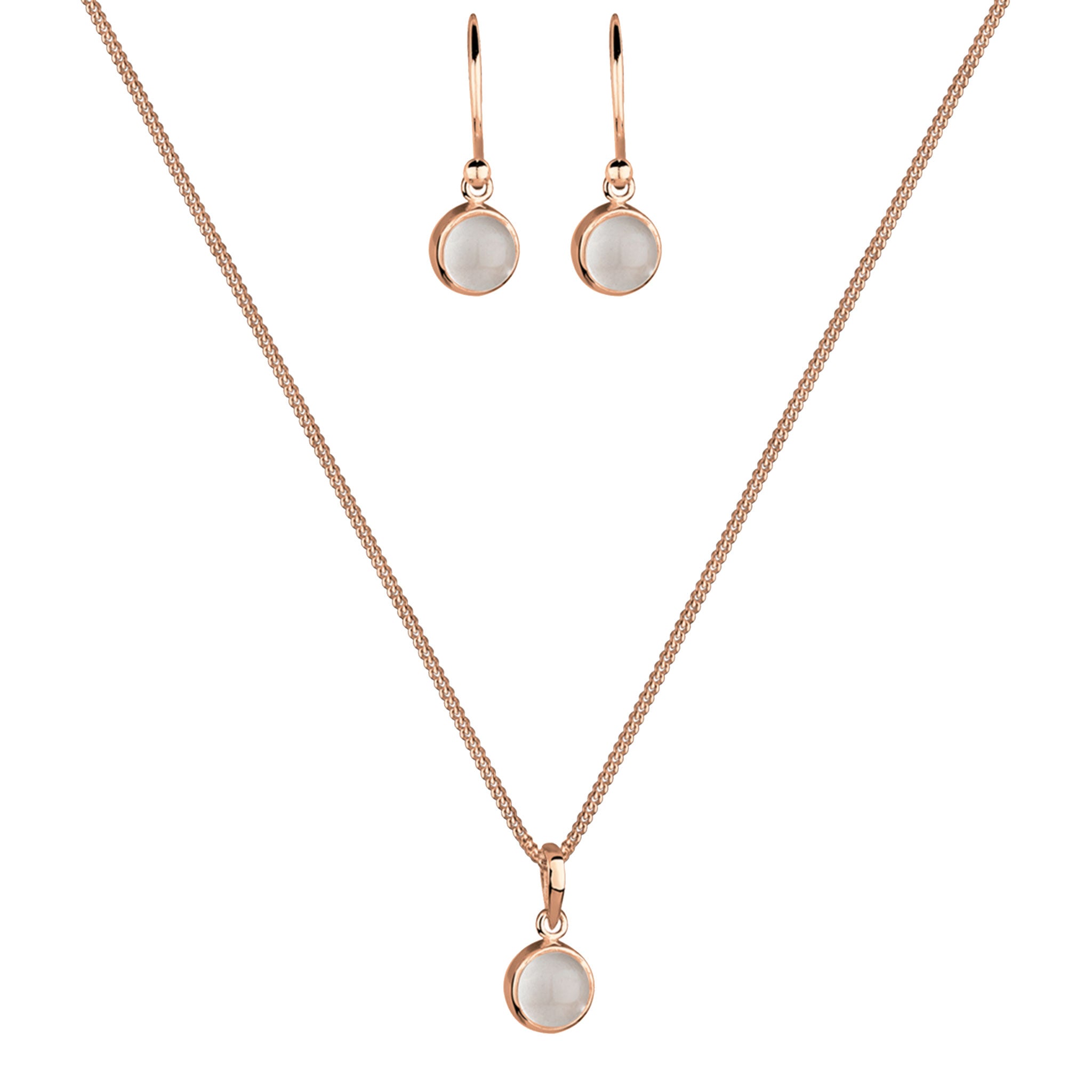 Rosegold Set Perhiasan Perak 925 Wanita Moonstone Rosegold