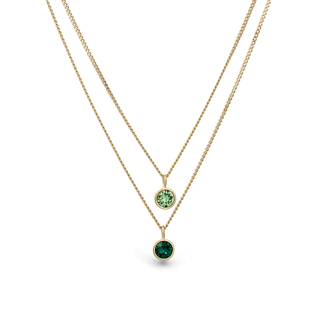 Gold Kalung Perhiasan Perak 925 Wanita Layer Crystals Gold Plated