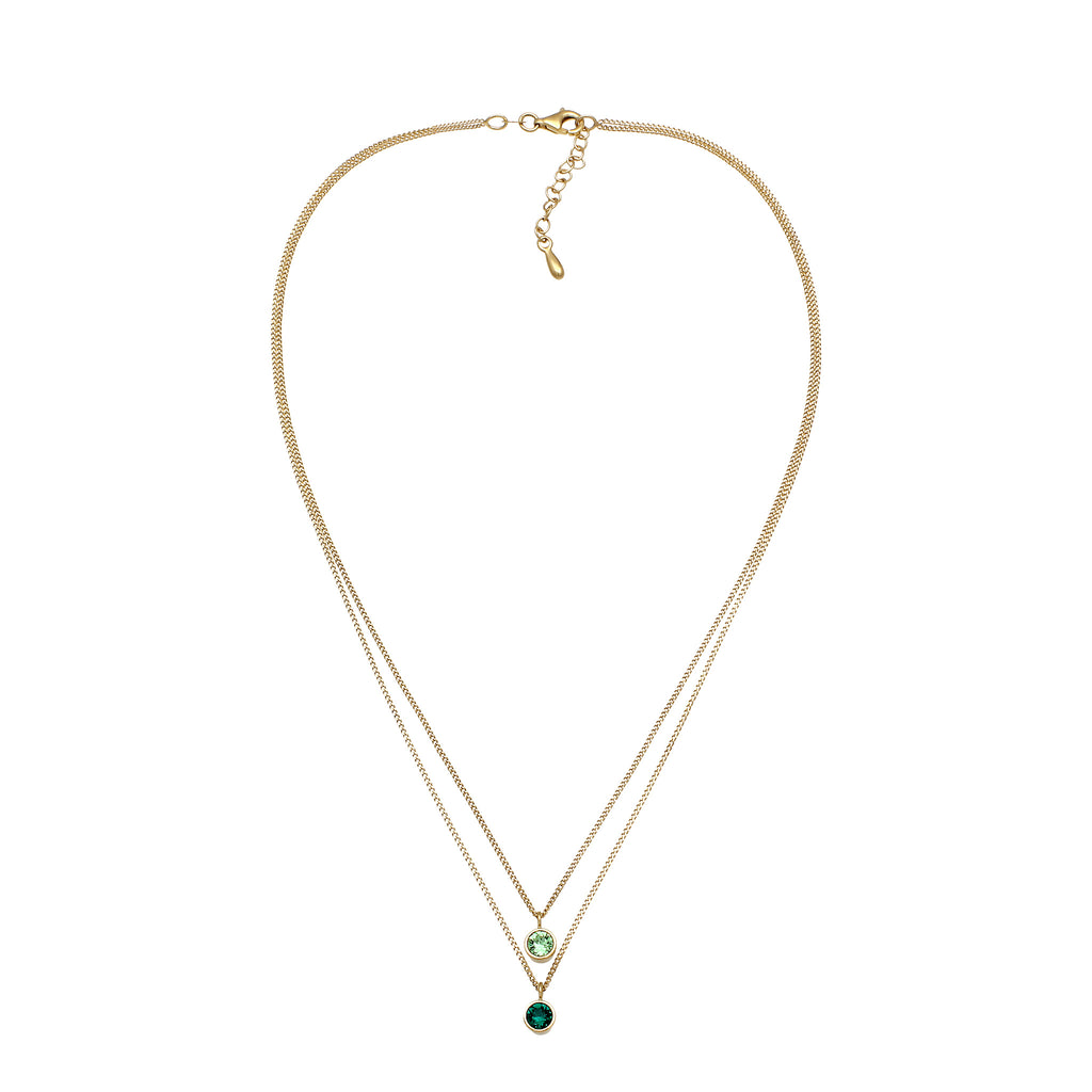 Gold Kalung Perhiasan Perak 925 Wanita Layer Crystals Gold Plated