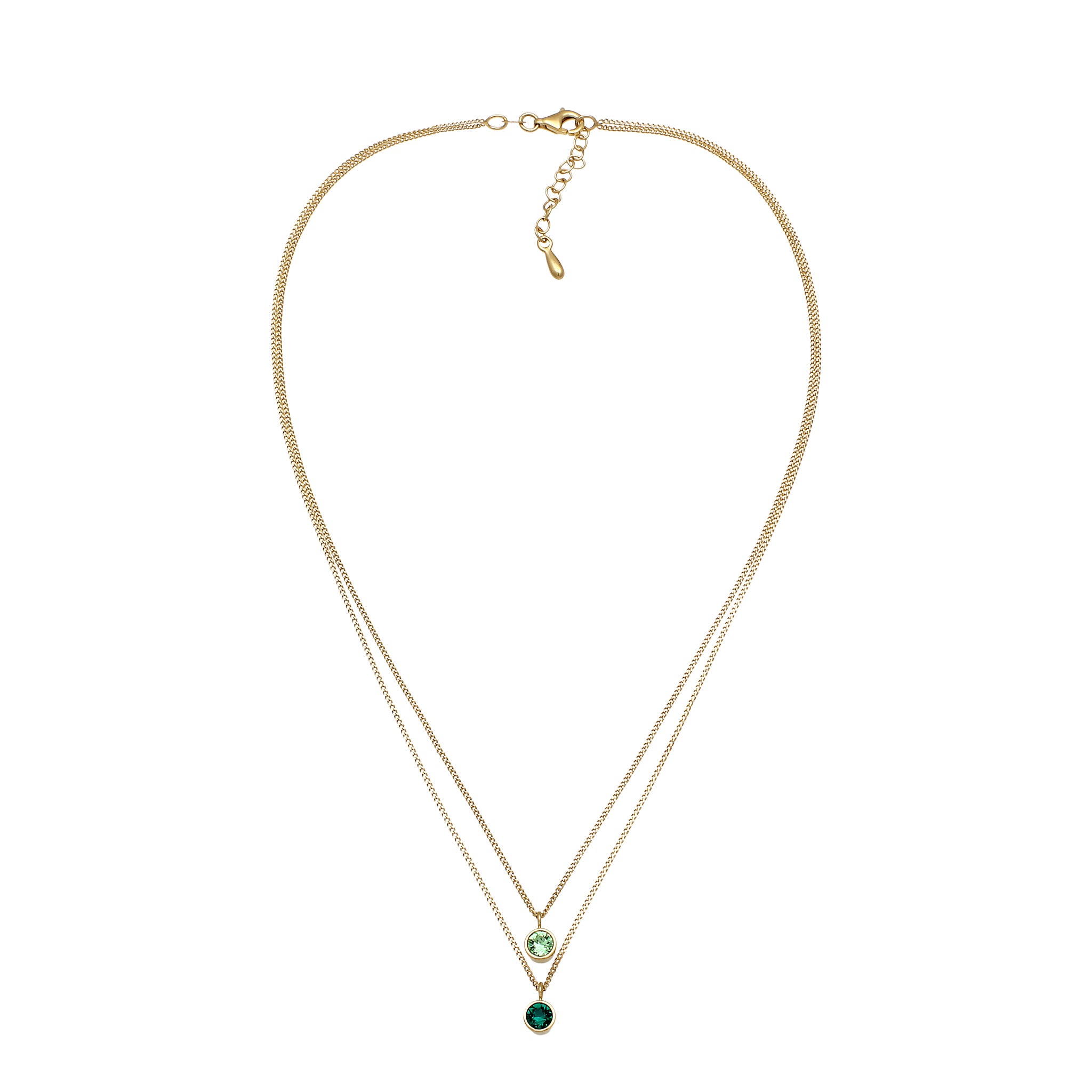Gold Kalung Perhiasan Perak 925 Wanita Layer Crystals Gold Plated