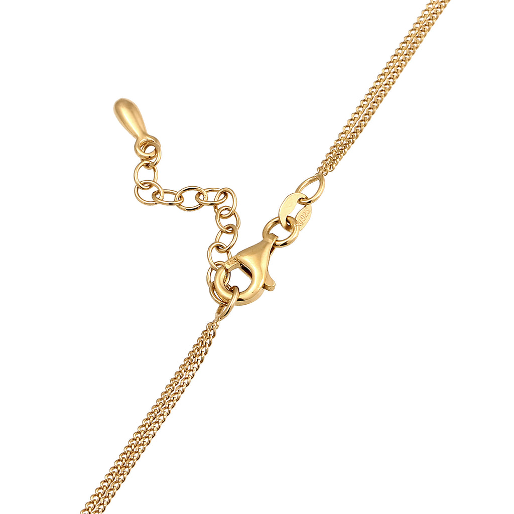 Gold Kalung Perhiasan Perak 925 Wanita Layer Crystals Gold Plated