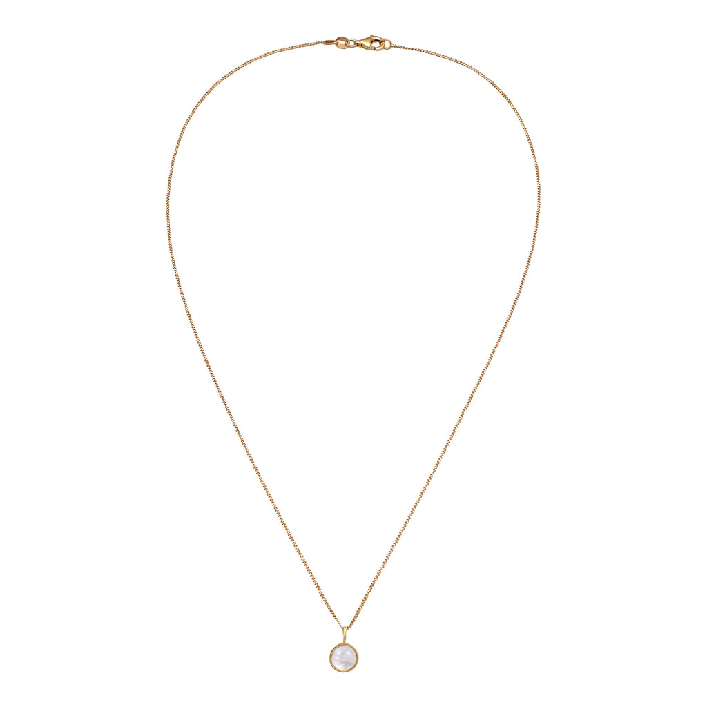 Gold Kalung Perhiasan Perak 925 Wanita White Moonstone Gold Plated