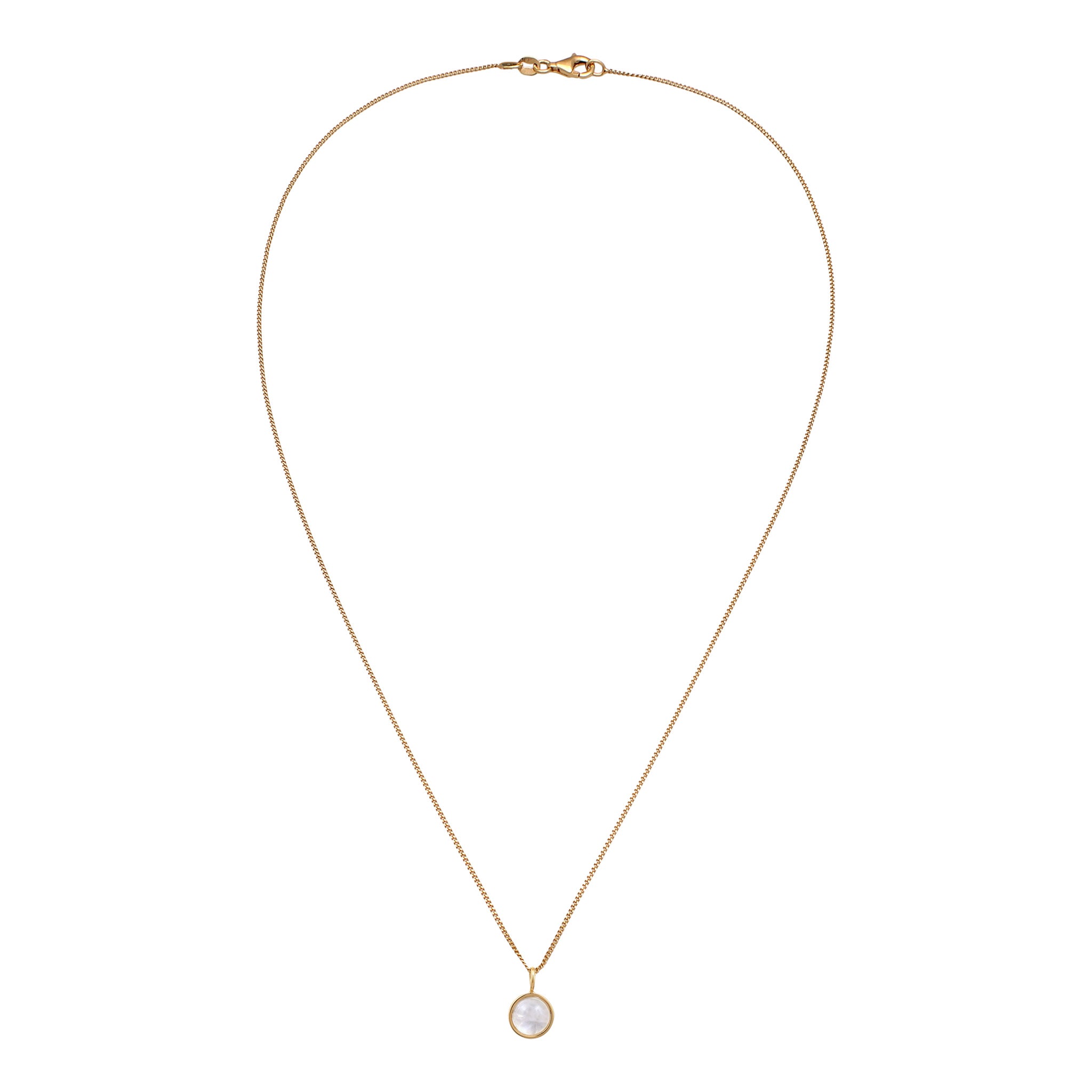 Gold Kalung Perhiasan Perak 925 Wanita White Moonstone Gold Plated