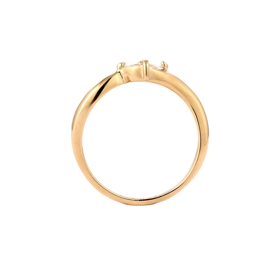 Ring Oval Zirconia White 925 Sterling Silver Gold Plated