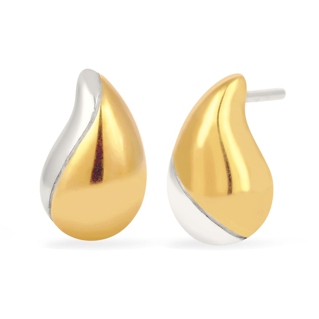 Stud Earring Women Drop 925 Sterling Silver Gold-plated Bicolor