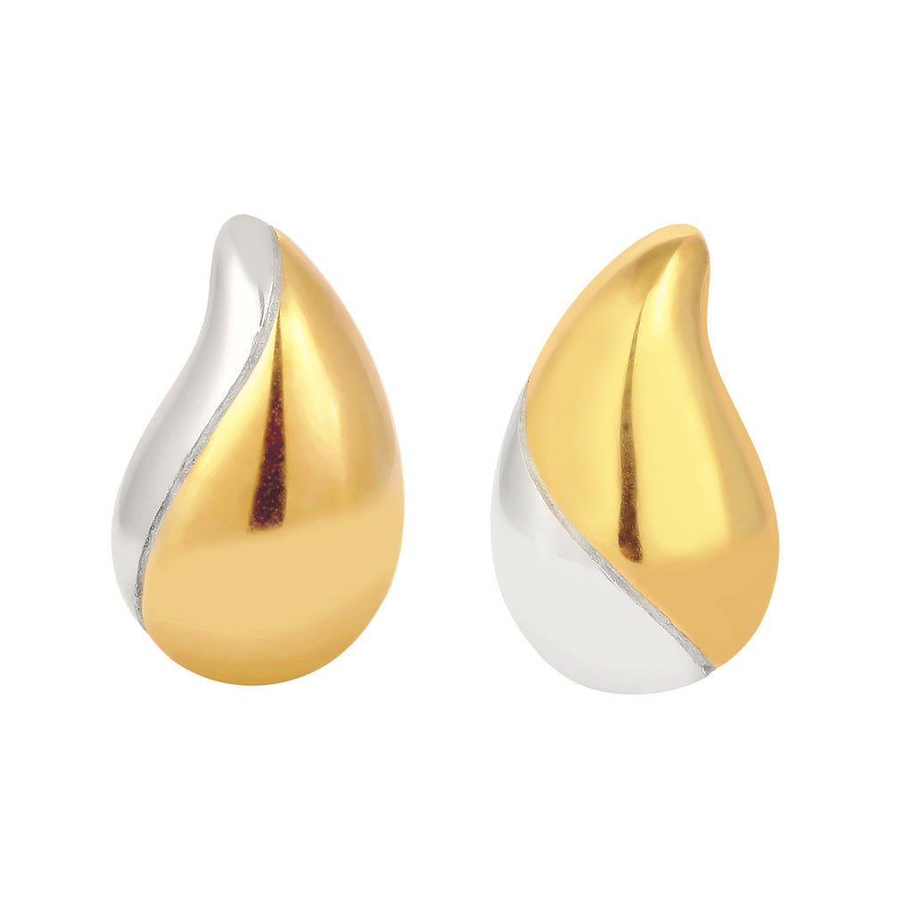 Stud Earring Women Drop 925 Sterling Silver Gold-plated Bicolor