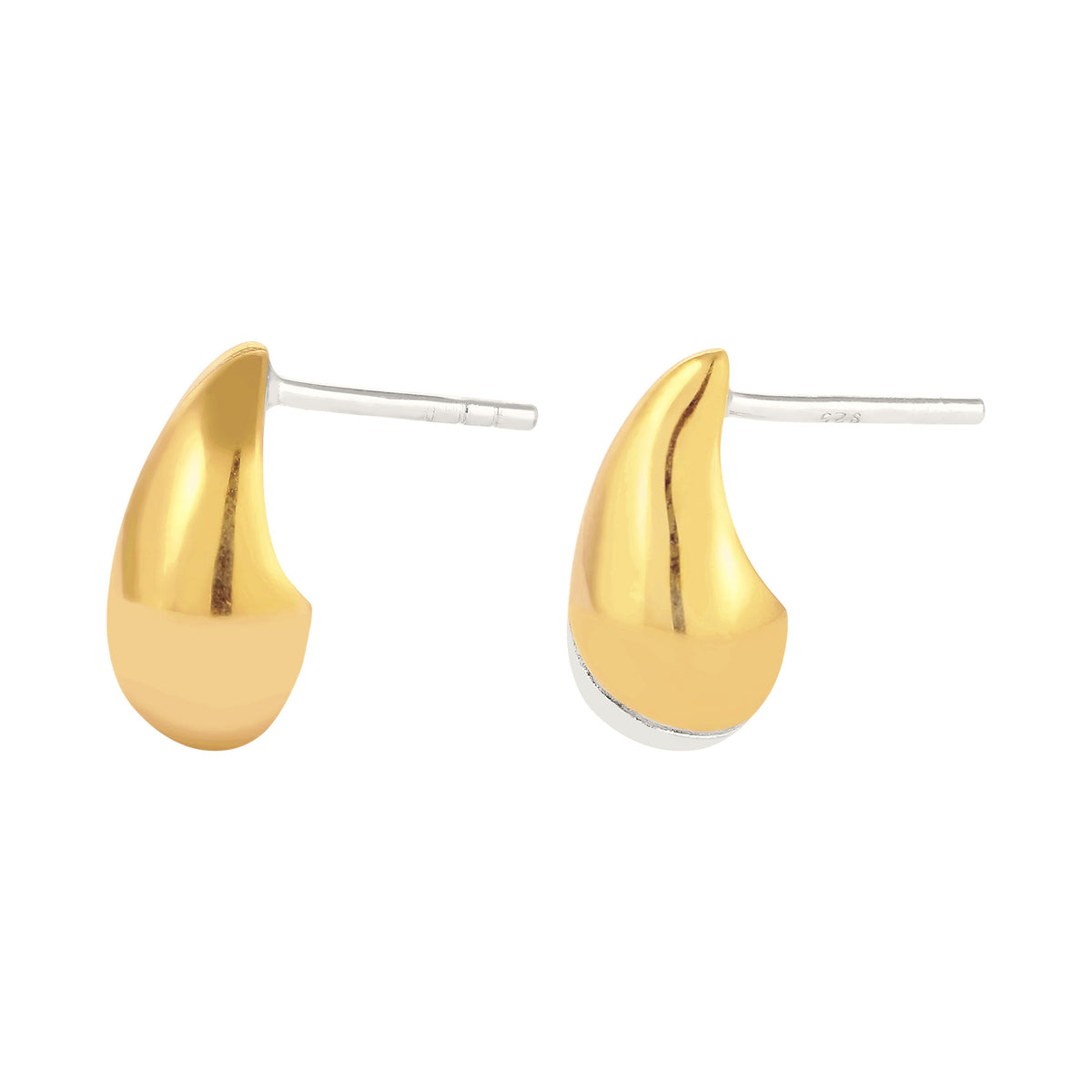 Stud Earring Women Drop 925 Sterling Silver Gold-plated Bicolor