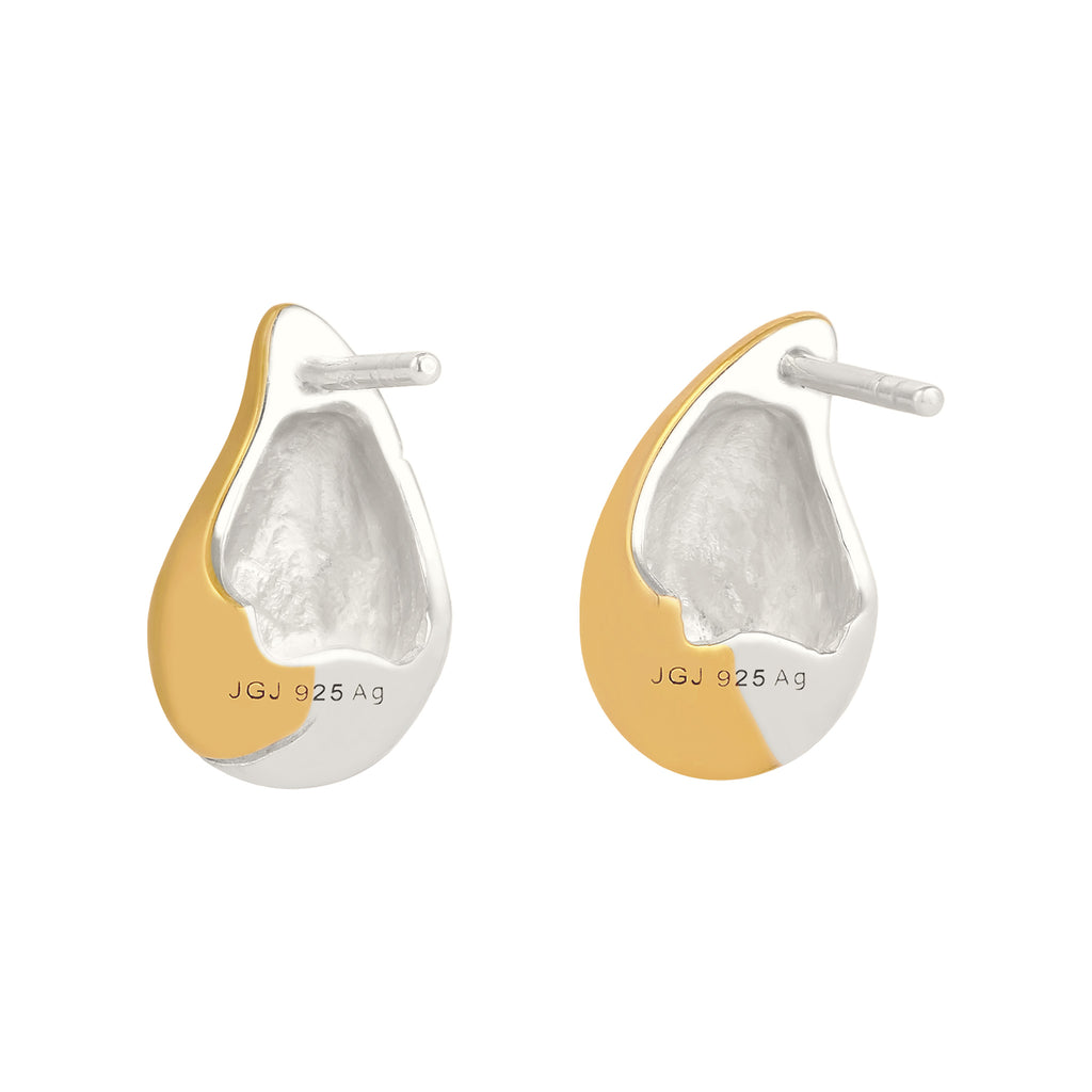 Stud Earring Women Drop 925 Sterling Silver Gold-plated Bicolor