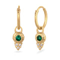 Gold Anting Perhiasan Perak 925 Wanita Creole Circle Synthetic Emerald Zirconia Gold Plated