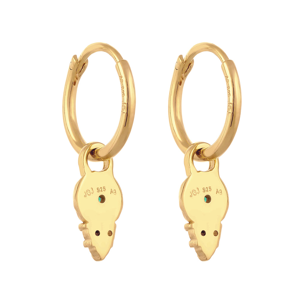 Gold Anting Perhiasan Perak 925 Wanita Creole Circle Synthetic Emerald Zirconia Gold Plated