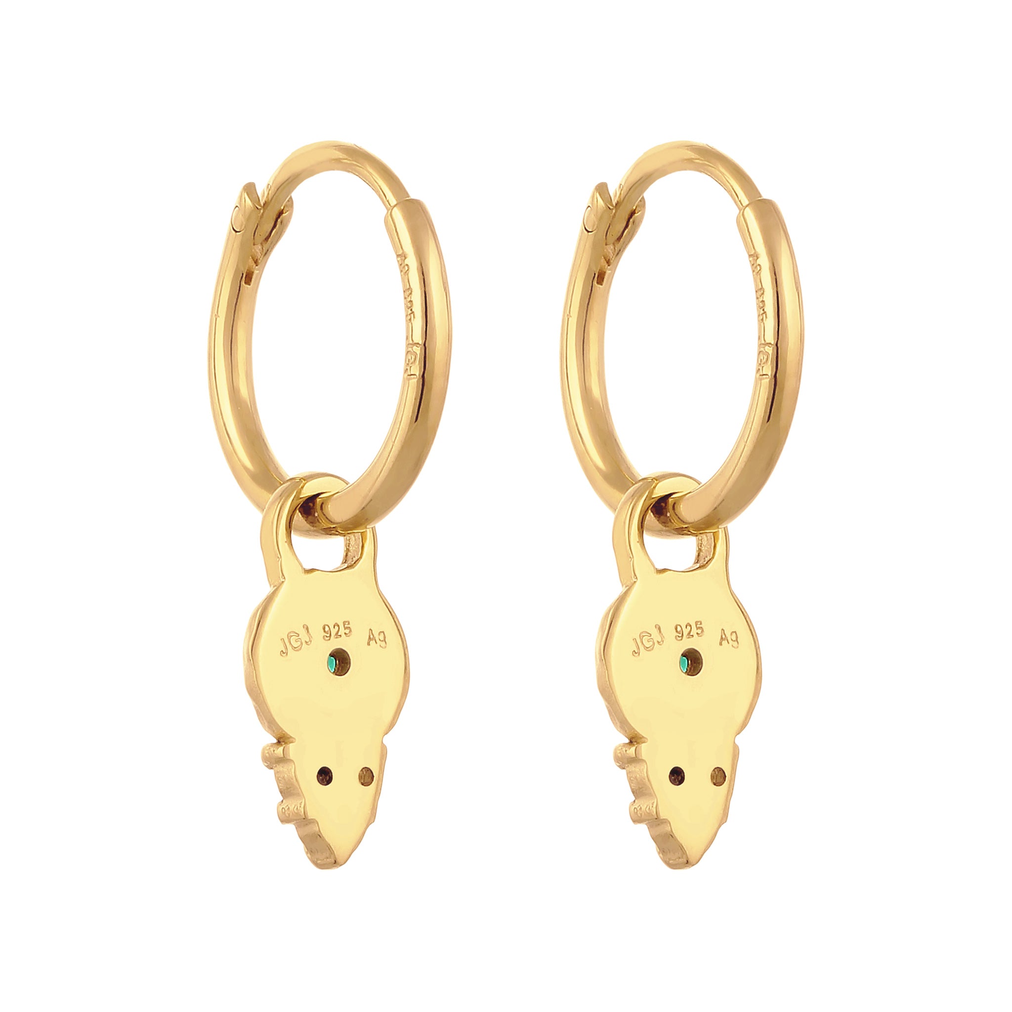 Gold Anting Perhiasan Perak 925 Wanita Creole Circle Synthetic Emerald Zirconia Gold Plated