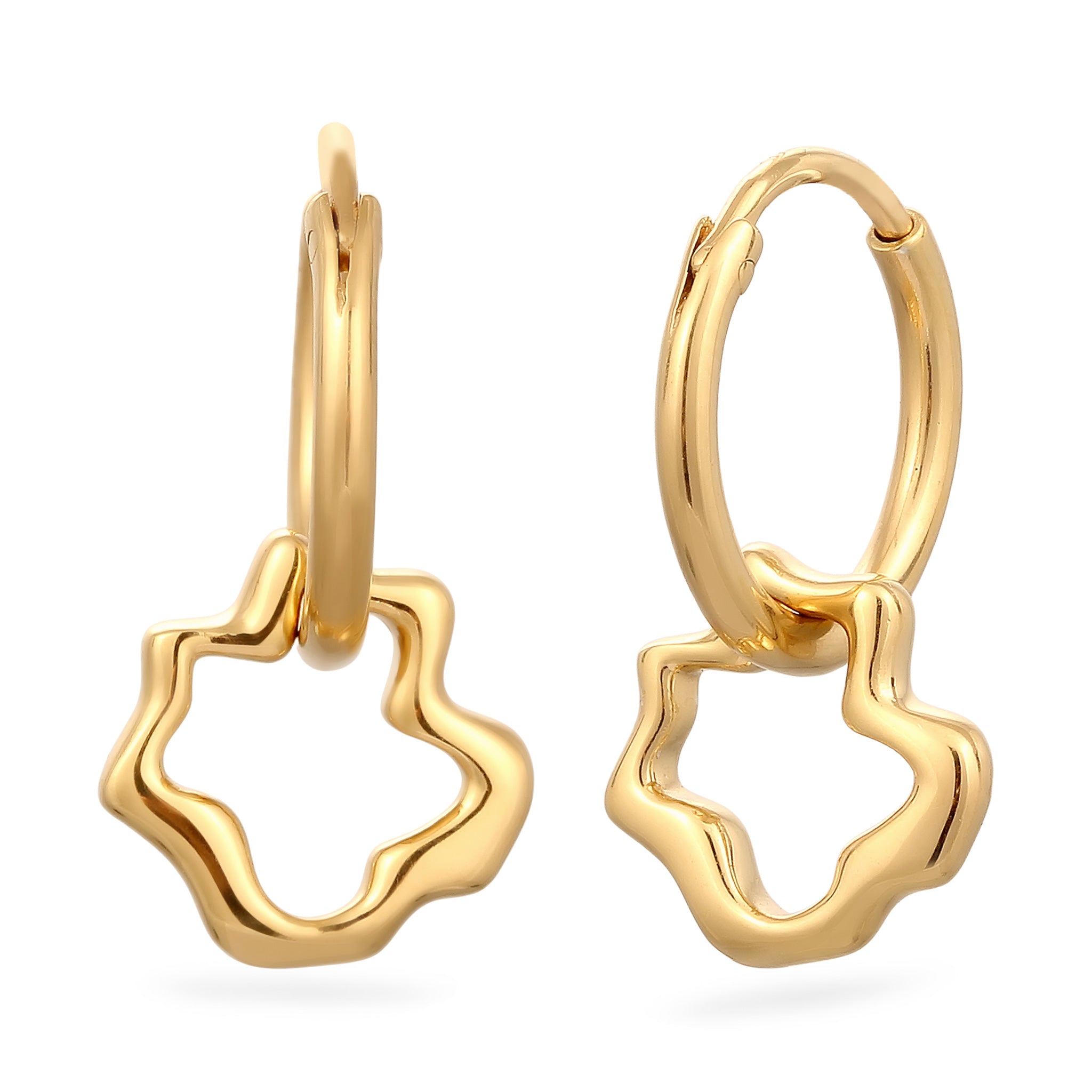 Gold Anting Perhiasan Perak 925 Wanita Flower Creoles Gold Plated