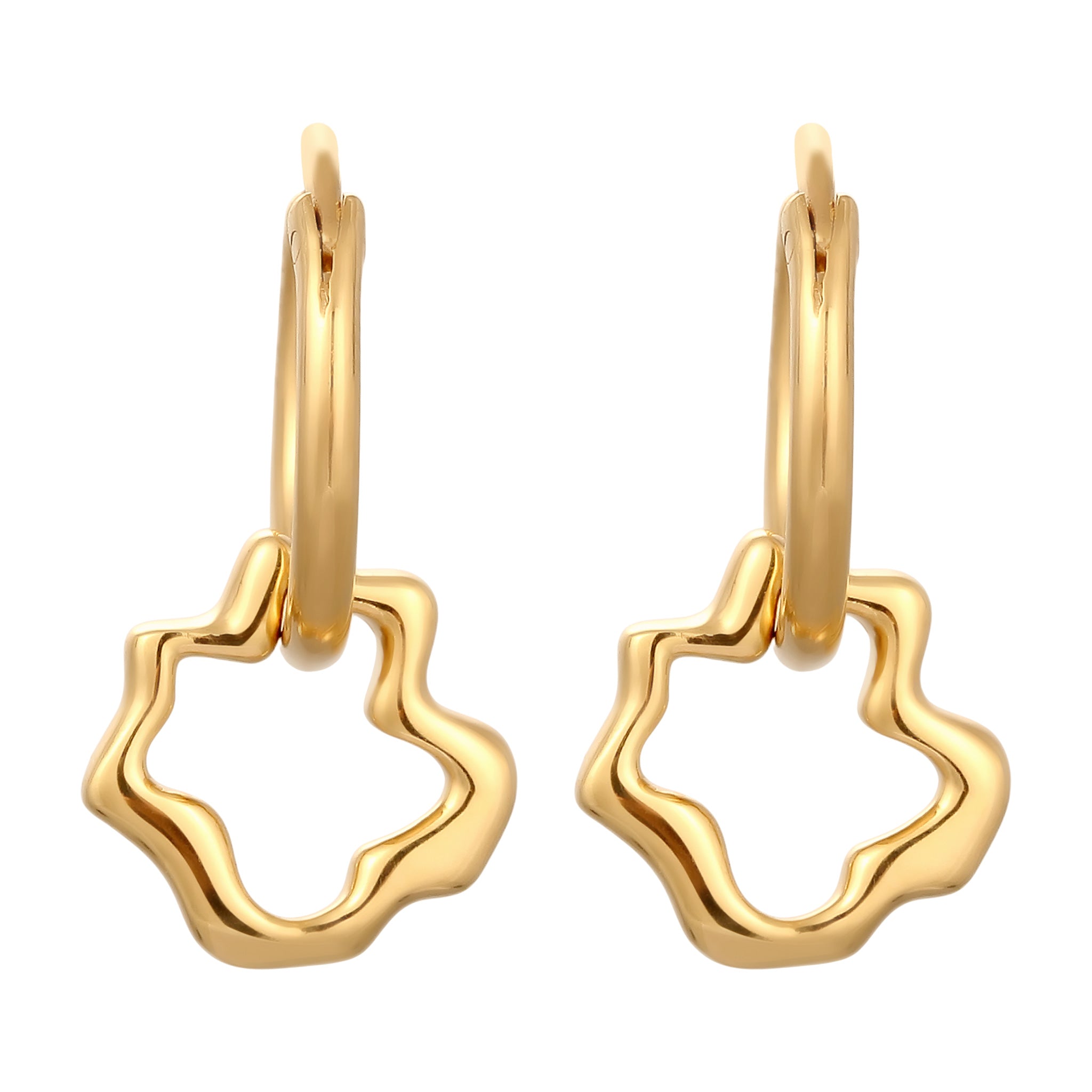 Gold Anting Perhiasan Perak 925 Wanita Flower Creoles Gold Plated