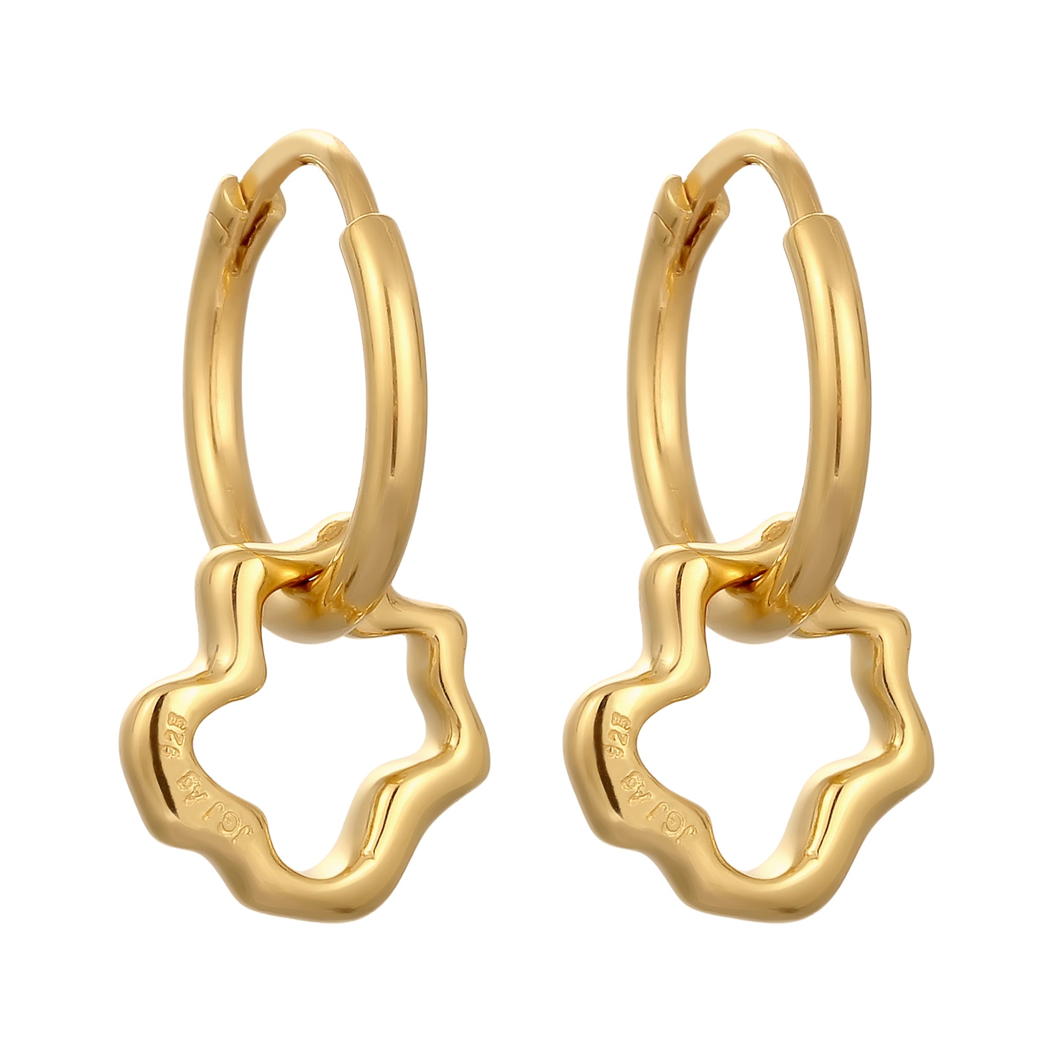 Gold Anting Perhiasan Perak 925 Wanita Flower Creoles Gold Plated