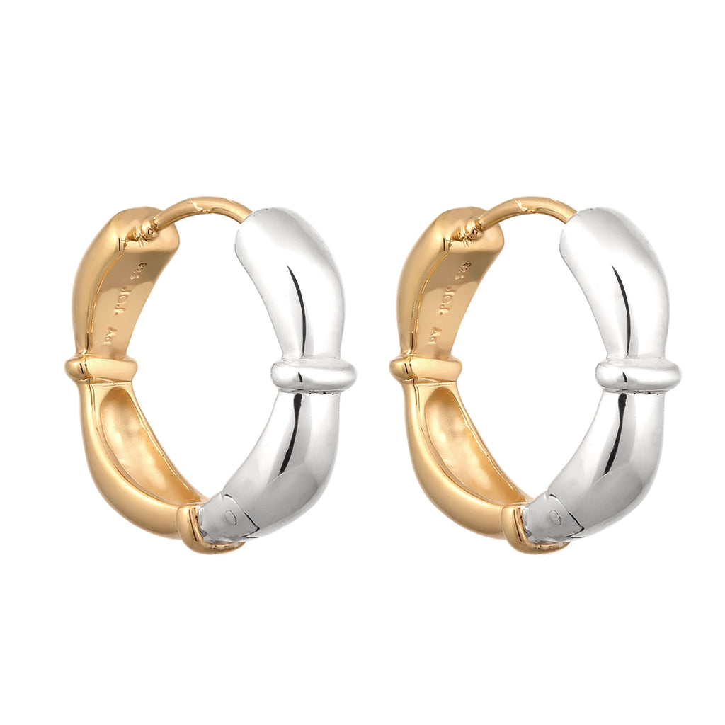 Bicolor Anting Perhiasan Perak 925 Wanita Creole Elegant Bicolor