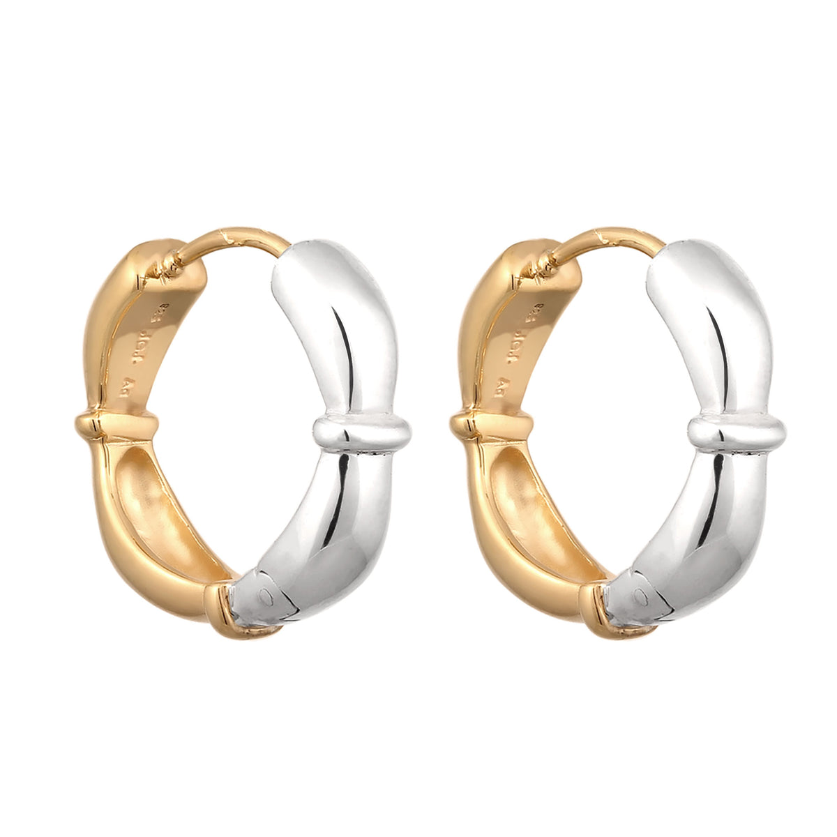 Bicolor Anting Perhiasan Perak 925 Wanita Creole Elegant Bicolor