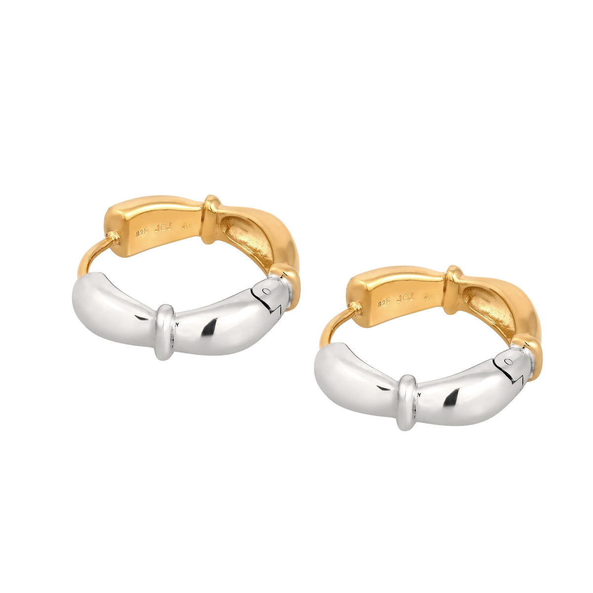 Bicolor Anting Perhiasan Perak 925 Wanita Creole Elegant Bicolor